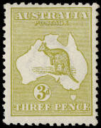3d Olive (Die 2) Watermark Inverted, fine MLH single. BW:12aa - $1500.