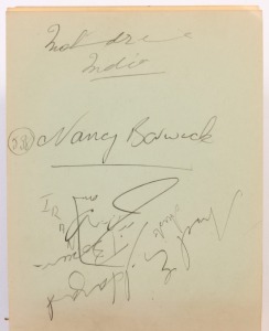 1956 MELBOURNE OLYMPICS: well-filled autograph book with lots of signatures of Melbourne Olympics competitors including Australians: JOHN LANDY (Bronze 1500m, awarded 'Finest Sporting Moment of the Century' in 1999 for assisting a fallen Ron Clarke in a 1500m race, then going on to win the race), LORRAINE CRAPP (Gold 400m Freestsyle & 4x100m Freestyle, Silver 100m Freestyle), Neville Sayers (pentathlon), Ron Crawford (20 & 50km Walk, triple Olympian), John Goodman (400m),