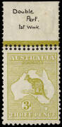 3d Olive (Die 1), marginal single with Doubled Perforations between stamp and margin, MLH. BW:12b - $550.