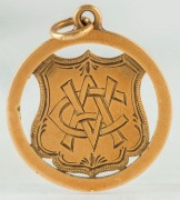 Hawthorn-East Melbourne Cricket Club, 15ct gold award fob with VCA to shield on front; circa 1920s.  - 2