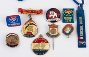 FOOTSCRAY FOOTBALL CLUB: 1950s - 2000s range of fobs, pins and badges, (9 different items).