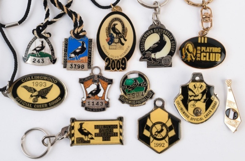 COLLINGWOOD FOOTBALL CLUB: 1960s - 2000s range of fobs, pins and badges, (12 different items).