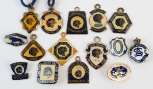 SOUTH ADELAIDE FOOTBALL CLUB, 1961 - 91 collection of fobs and badges including "Life Member", (15 items).