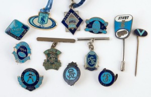 STURT FOOTBALL CLUB (SANFL) 1950 - 2001 range of membership and supporters badges and fobs, (12 items).