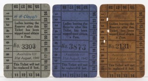 MELBOURNE CRICKET CLUB 1939-40, 1940-41 and 1941-42 Lady's Tickets, (3) scarce War-year issues.