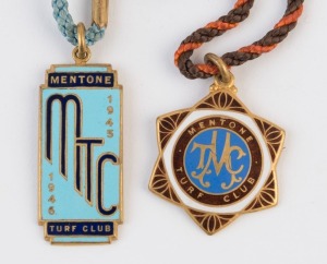 MENTONE TURF CLUB: 1945-46 and 1946-47 membership fobs with original lanyards still attached, (2).