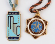 MENTONE TURF CLUB: 1945-46 and 1946-47 membership fobs with original lanyards still attached, (2).