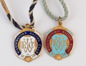 WILLIAMSTOWN RACING CLUB: 1937-38 and 1938-39 membership fobs with original lanyards still attached, (2).