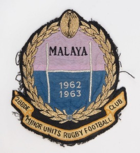 28th COMMONWEALTH INFANTRY BRIGADE (MALAYA): '28th Bde Minor Units Rugby Football Club' embroidered guernsey patch for the 1962-63 Season.