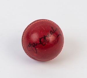 IAN HEALY - AUSTRALIAN: cherry-red cricket ball with bold signature by the cricketer.