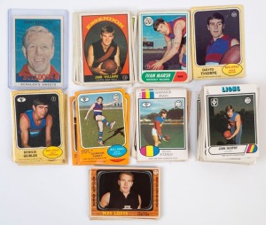 1967-1976 SCANLENS selection comprising 1967 [7/72] including Polly Farmer (creased), 1968 Series A  [10/44 plus 2 duplicates], 1968 Series B [1/40], 1969 [5/40] including Peter Hudson, 1970 [2/66], 1972 [11/66 plus 3 duplicates], 1973 Series B [7/72, plu