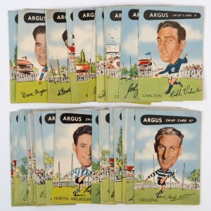 1954 ARGUS 'CARICATURE' VFL SWAP CARDS: part set [54/144], generally Fair/Good condition.