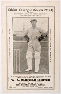 "Cricket Catalogue (Season 1933-4)" produced for W.A. OLDFIELD LIMITED, Sydney. A very rare example of the illustrated catalogues produced for the company established by Test greats Oldfield and Macartney; 16pp including an article by Oldfield "Some hints