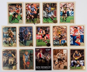 1996-2015 RANGE OF 'SELECT' PLAYER SIGNED CARDS: including Brownlow Medal Winners Ross Glendinning (1983) & Robert Harvey (1997, 1998); others including Charlie Sutton (Footscray), Barry Cable (North Melbourne), Barry Davis (Essendon/North Melbourne), Jason Dunstall (Hawthorn), Nick Riewoldt (St Kilda) and seven others. (14 cards)
