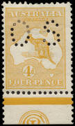 4d Orange, JBC Monogram single perforated Small OS and especially elusive thus. Mint. BW:15(2)za - ($4000) but unpriced perforated OS.&nbsp;Provenance: Arthur Gray, 2007.