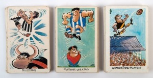 1970s SUNICRUST 'WEG'S' CARDS: assortment  with duplication including 'Footy Funnies' series condition to  Poor to VG. (41)