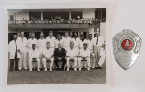 GRAHAM MCKENZIE COLLECTION - 1967 REST OF THE WORLD v BARBADOS: 1967 Rest of the World team photograph (signed by McKenzie on reverse) for a 4-day match (Mar. 8-11, 1967) against Barbados to celebrate the country's independence. The Rest of the World team included Australians McKenzie, Bill Lawry & Neil Hawke, plus Rohan Kanhai, Tom Graveney, Mustaq Mohammed & Lance Gibbs, the Barbados team including Wes Hall, Charlie Griffiths, Conrad Hunte