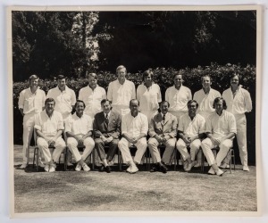GRAHAM MCKENZIE COLLECTION - 1972-73 'INTERNATIONAL WANDERERS': photograph of the International Wanderers cricket team that toured Rhodesia in 1972-73 showing McKenzie seated at far right of the front row. The team, captained by Englishman Brian Close, also included fellow Australians John Maclean & Bruce Francis plus English players Tony Greig & John Edrich and Glenn Turner of New Zealand.