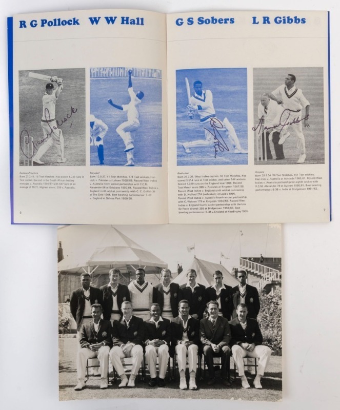 GRAHAM MCKENZIE COLLECTION - 1967 ROTHMAN'S WORLD CUP: Souvenir programme for the 3-Match Series with signed images of 10 of the 12 Rest of the World  included players including Graham McKenzie, West Indians Gary Sobers (Capt.) Rohan Kanhai & Conrad Hunte