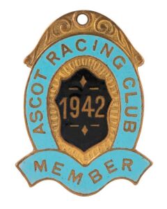 ASCOT RACING CLUB (Perth) 1942 Member's fob, numbered "3" verso. Rare.