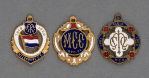 MELBOURNE CRICKET CLUB, membership fobs for 1919-20 (#4253), 1920-21 (#4060) and 1921-22 (#169) all made by Bentley, (3 items).