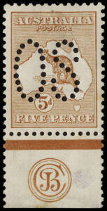 5d Chestnut (Plate 2) JBC Monogram single, perforated Large OS; well centred and attractive frontal appearance but with faults. Mint; almost impossible to find in any condition! BW:16(2)za - ($3500) - but unpriced perf.OS.