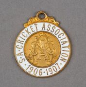 South Australian Cricket Association (Adelaide Oval) 1906-07 bronze & enamel Membership fob (#214)..