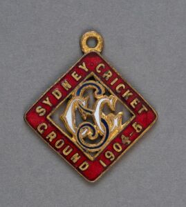 1904-05 Sydney Cricket Ground Membership fob, (#386), with the name of the member, J.A. Cooper, engraved on reverse.