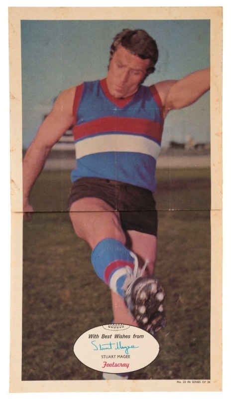 1971 SCANLENS 'FOOTBALLERS' POSTER - FOOTSCRAY: Stuart Magee, poster #23 [1/24]. Rare.