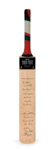 1960 AUSTRALIA v WEST INDIES "TIED TEST": Full size cricket bat, created to commemorate the December 1960 tied test between Australia and West Indies in Brisbane, signed by eight members of the Australian Team including Richie Benaud, Neil Harvey, Bobby S