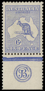 6d Blue (Plate 2), JBC Monogram single, probably MUH (but with the lightest hint of a possible previous hinge, mentioned for accuracy). A superb companion to the previous monogram single. BW:17(2)zc - $4500.