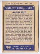 SCANLENS 1963 (FIRST SERIES): Card #10 Johnny Riley, St. George Dragons [1/18]; couple light surface wrinkles. Good condition overall. - 2