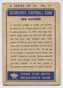 SCANLENS 1963 (FIRST SERIES): Card #17 Reg Gasnier, St. George Dragons [1/18]; corner crease/bend; Fair/Good condition . - 2