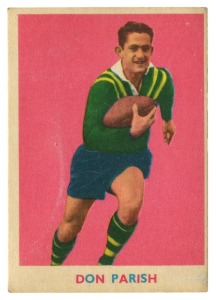 SCANLENS 1963 (FIRST SERIES): Card #4 Don Parish, Western Suburbs Magpies [1/18]; minor soiling; Good condition.