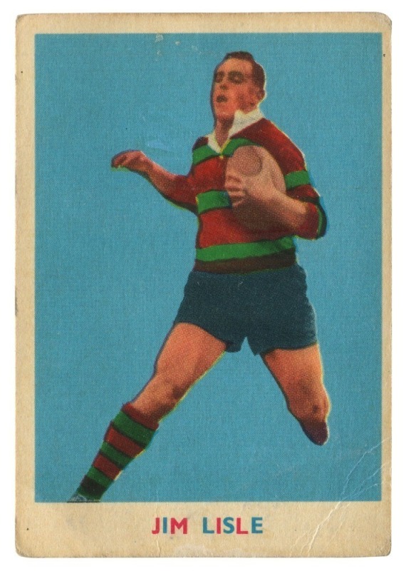 SCANLENS 1963 (FIRST SERIES): Card #16 Jim Lisle, South Sydney Rabbitohs  [1/18]; Fair/Good condition.