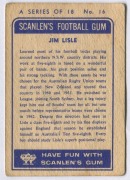 SCANLENS 1963 (FIRST SERIES): Card #16 Jim Lisle, South Sydney Rabbitohs  [1/18]; Fair/Good condition. - 2