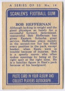 SCANLENS 1964 (SECOND SERIES): Card #14 Bob Heffernan, Eastern Suburbs Roosters [1/33]; G/VG - 2