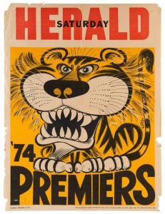 RICHMOND: 1974 original WEG Premiership poster; edge faults with 6cm tear at lower left, overall fair/good condition.