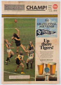 1967-1981 complete run of newspaper Grand Final souvenir editions comprising "The Sun News Pictorial" for 1967 & 1968 and "The Herald" pin-up souvenirs for 1967 & 1969, "The Herald" souvenir editions for 1970 through to 1981; also 1970 & 1975 newspaper pictorial features on the Waverley Park Stadium; condition variable, generally good. (19 items)