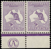 9d Violet (Plate 2), CA Monogram pair from the left pane; completely fresh MUH and extremely scarce thus. BW:24(2)za+ - $7500 (for a hinged single!).