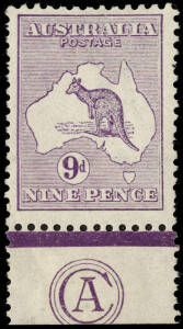 9d Pale Violet (Plate 2) CA Monogram single; the stamp MUH; hinge remainder in margin and with a couple of nibbed perfs at left and right. Attractively centred. BW:24(2)za - $7500.Provenance: Arthur Gray, 2007