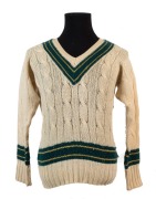 GRAHAM MCKENZIE COLLECTION -  EARLY 1960s AUSTRALIAN TEST MATCH CRICKET JUMPERS:  Graham McKenzie's named long-sleeve and short-sleeve jumpers; some signs or wear, fair/good condition overall. (2) - 4