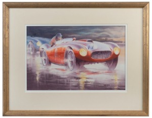 JOHN ORLANDO BIRT (b.1947), Wet day, race day, watercolour, signed lower right, 35 x 54cm; framed 62 x 79cm overall.