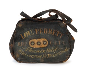 LOU PERRETT "PHOENIX HOTEL, WELLINGTON ST. COLLINGWOOD" antique bookies bag, 19th/20th century, 32cm wide