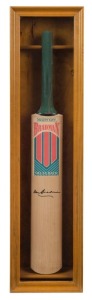 DON BRADMAN - SIGNED CRICKET BAT: Slazenger 'Bradman' cricket bat, boldly signed on the face in black marker pen, housed in custom-built glazed wooden display box; height 97cm.
