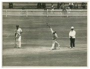 DON BRADMAN&nbsp;- BOWLING: 1934 (Feb.1) original press photograph (Sydney Morning Sun-Herald) showing Bradman bowling during a NSW cricket match, 15.5x21cm.
