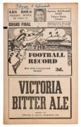 "THE FOOTBALL RECORD": Special editions for the 1944 1st Semi-Final, Essendon v Footscray;  2nd Semi-Final, Fitzroy v Richmond; Final, Richmond v Essendon; and Grand Final, Fitzroy v Richmond; some annotations, Fair/Good condition. (4) Fitzroy defeated