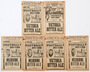 "THE FOOTBALL RECORD": 1942 Collingwood v Carlton (R.11);&nbsp;1st Semi Final,&nbsp;Footscray&nbsp;v South Melbourne; 2nd Semi Final, Richmond v Essendon; Final, Essendon v South Melbourne;&nbsp;plus Grand Final,&nbsp;Richmond v Essendon; some annotations&nbsp;Fair/Good condition (5). - 2