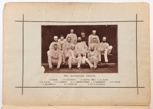 1878 THE AUSTRALIAN TEAM TO ENGLAND & NORTH AMERICA: original photographic plate (6 x 9cm, small corner fault), mounted to frontispiece of 1879 edition of 'James Lillywhite's Cricketers' Annual'; the annual in fair condition.