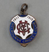 MELBOURNE CRICKET CLUB, membership fobs for 1909-10 (#3439), 1910-11 (#811) & 1911-12 (#3813) made by Stokes, King and Bentley respectively, (3 items). - 6